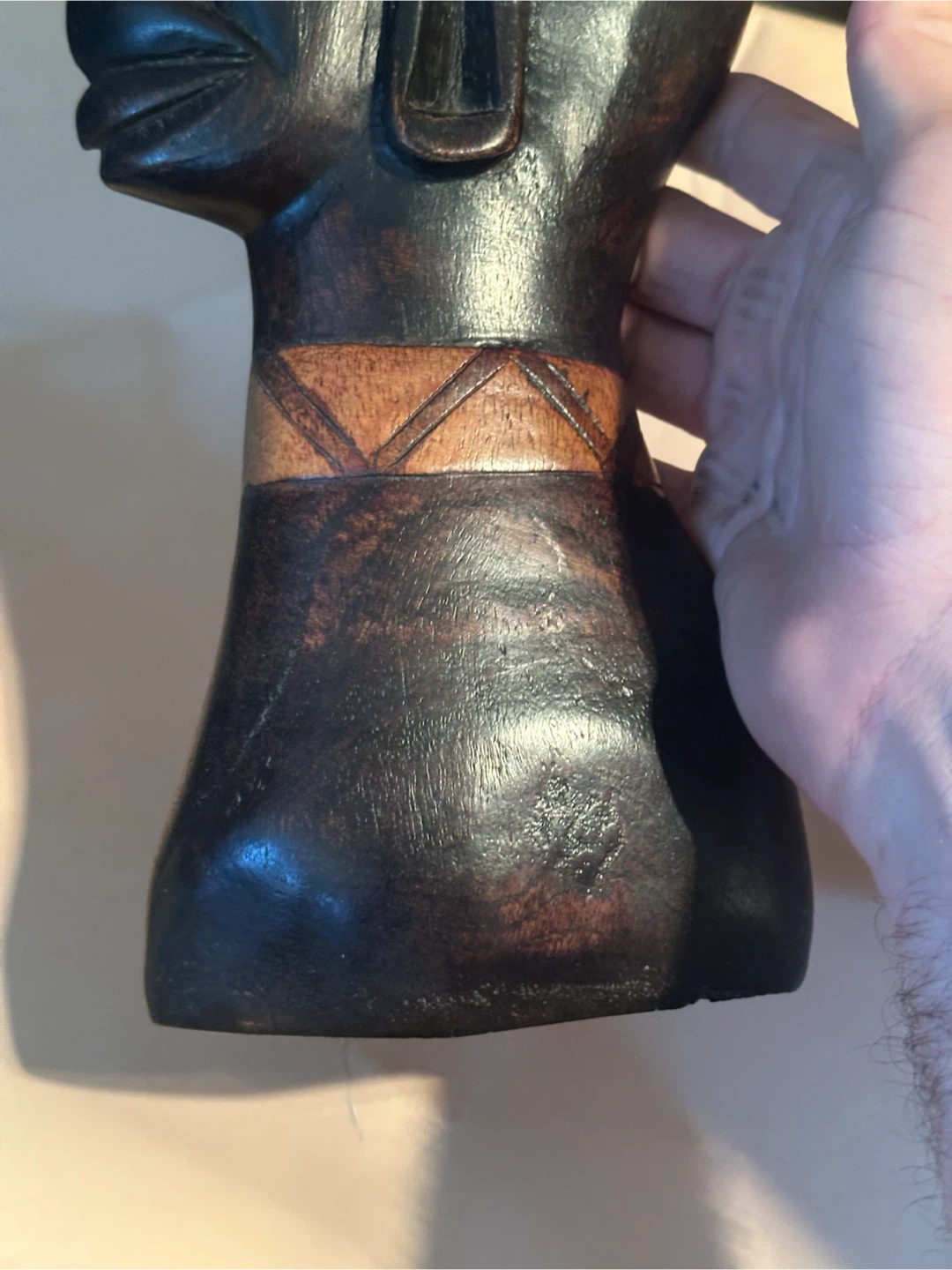 Vintage 12.5" Hand Carved African Ebony Wood Tribal Head Bust - photo 3