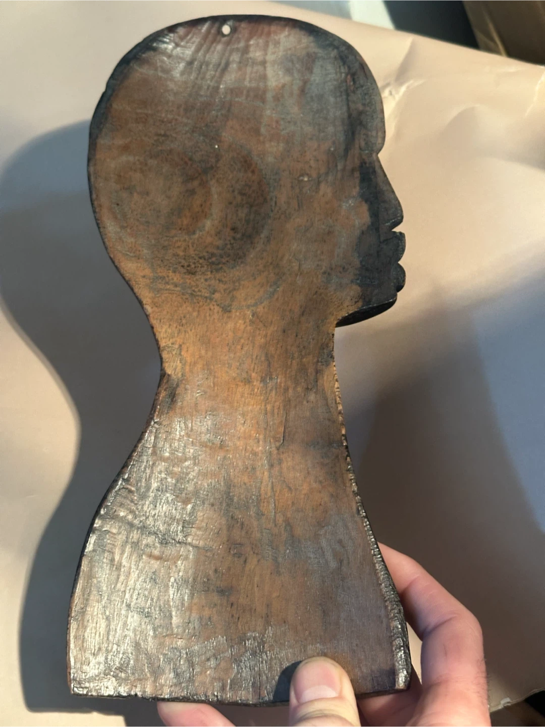Vintage 12.5" Hand Carved African Ebony Wood Tribal Head Bust - photo 4