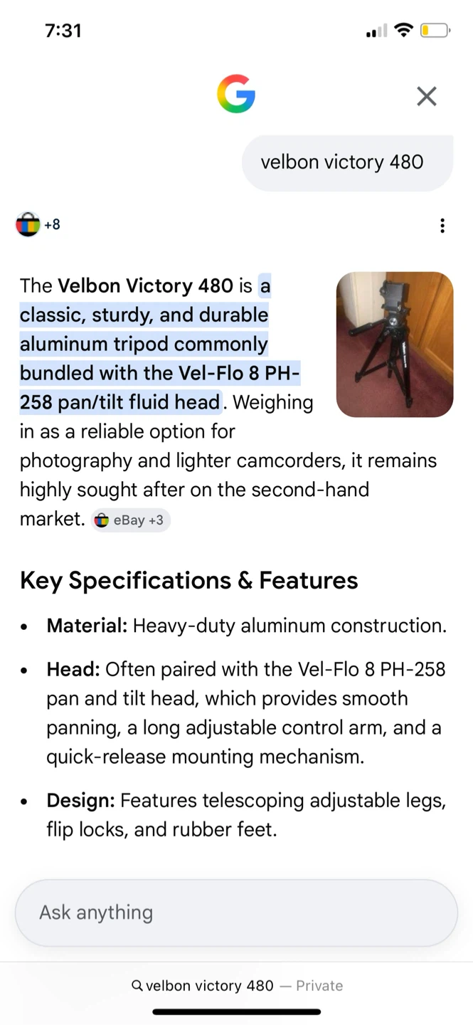 Velbon Victory 480 Tripod with PH-258 Fluid Head - photo 2