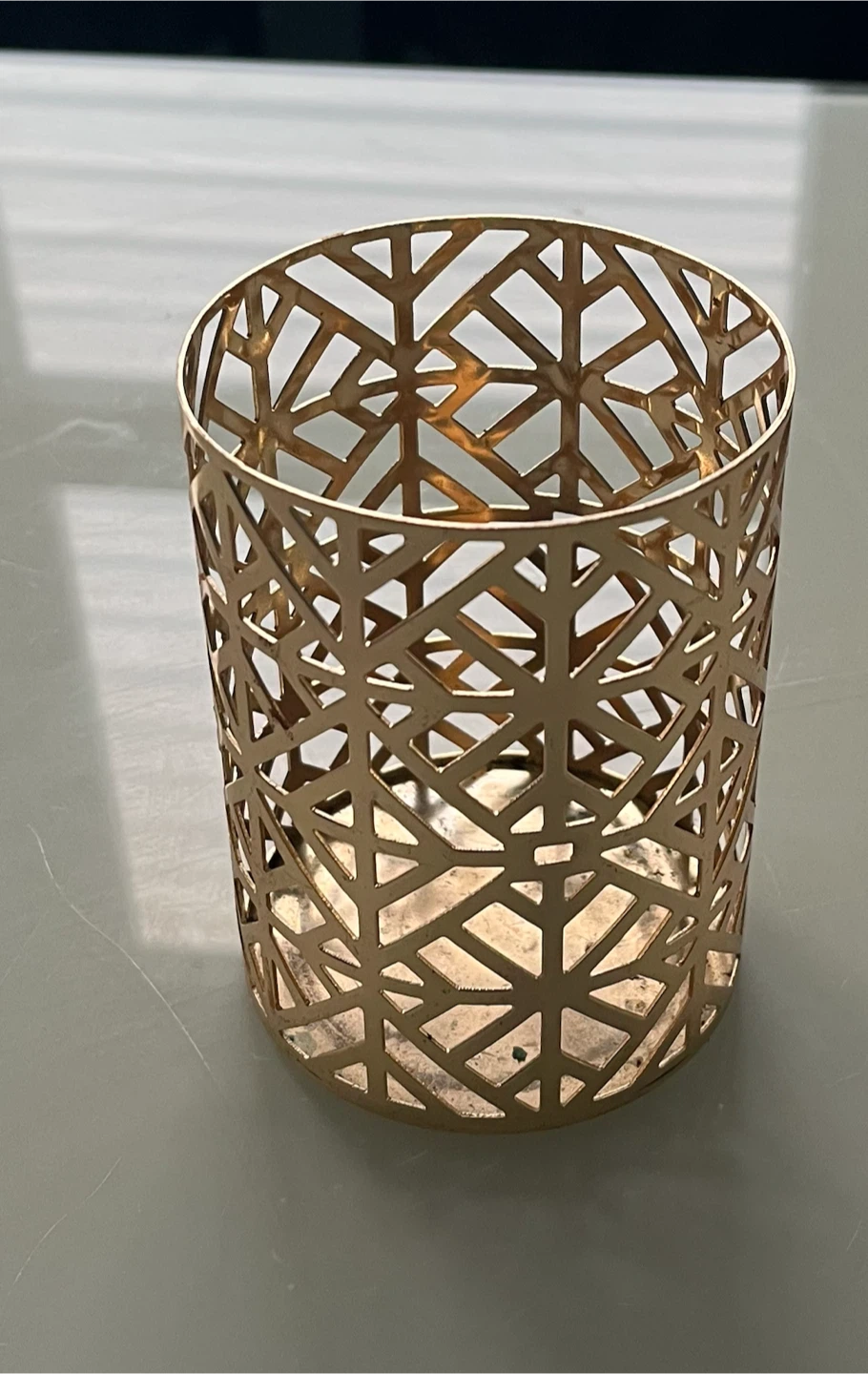 Gold Geometric Lantern Candle Holder