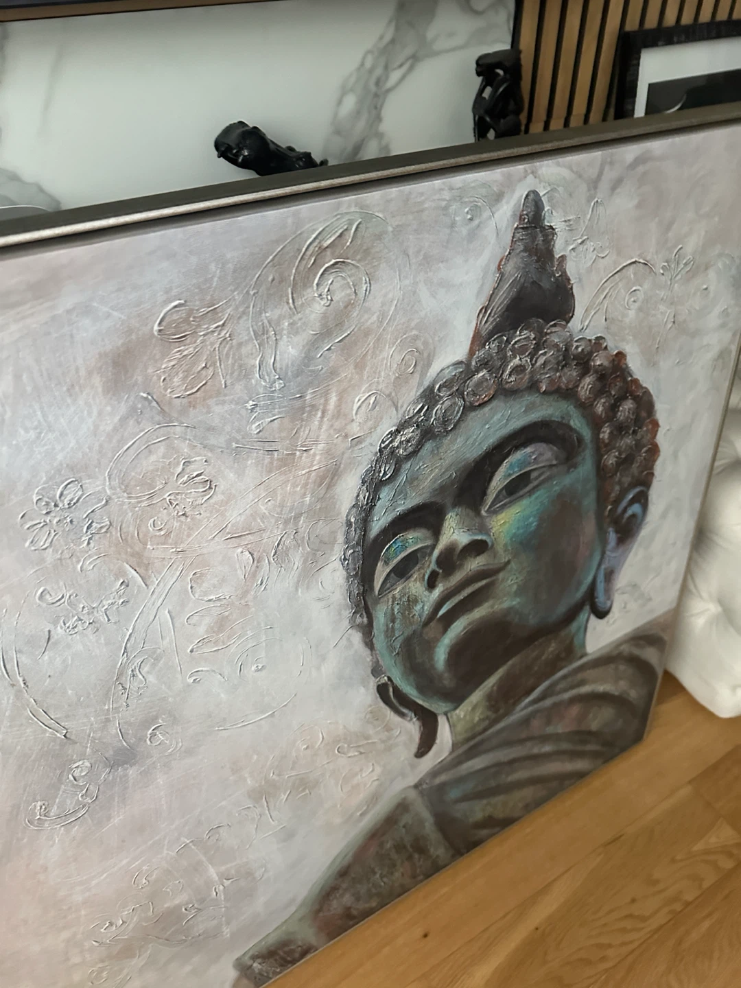 LARGE VINTAGE BUDDHA PAINTING MODERN ABSTRACT ART WORK CANVAS