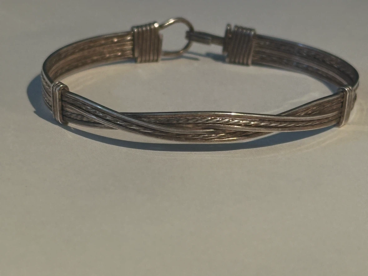 Vintage Sterling Silver African Elephant Hair Knot Bracelet