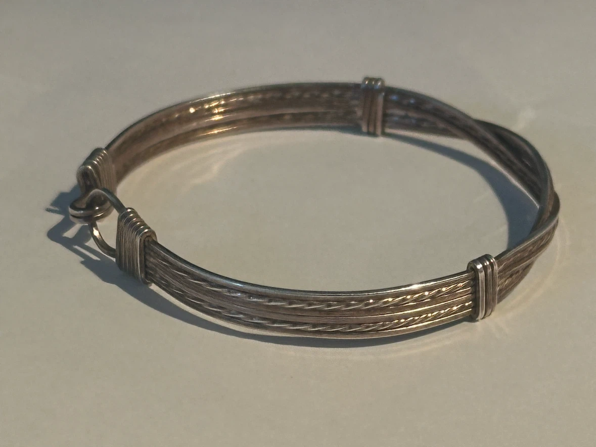 Vintage Sterling Silver African Elephant Hair Knot Bracelet - photo 3