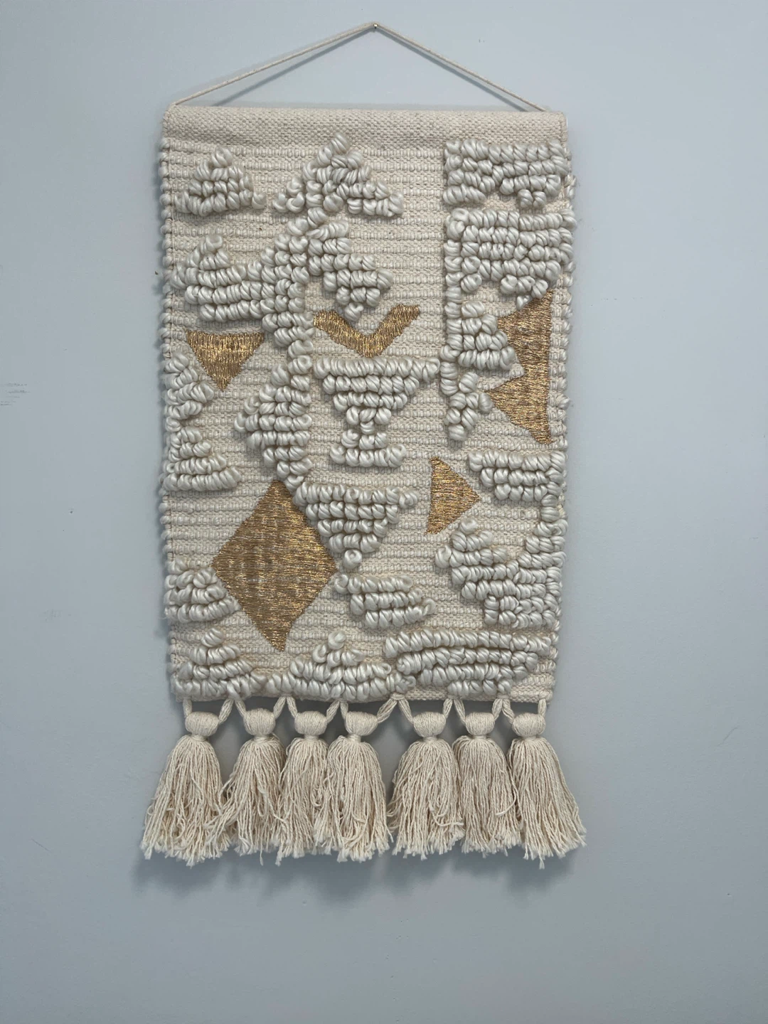 Textured Wall Hanging with Tassels and Gold Accents - photo 2