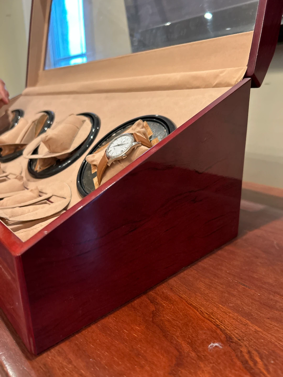 Cherry wood Watch Winder Box for 4 Watches - photo 3