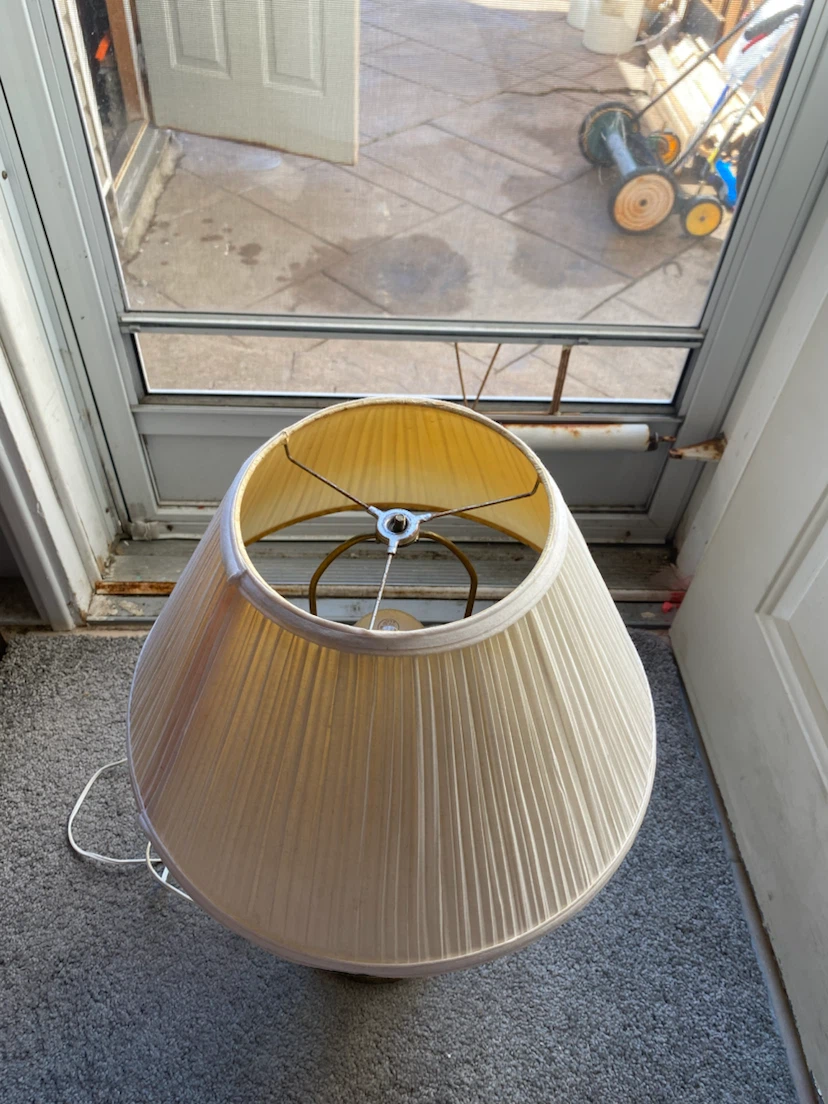 Cream Pleated Lamp Shade with Gold Base