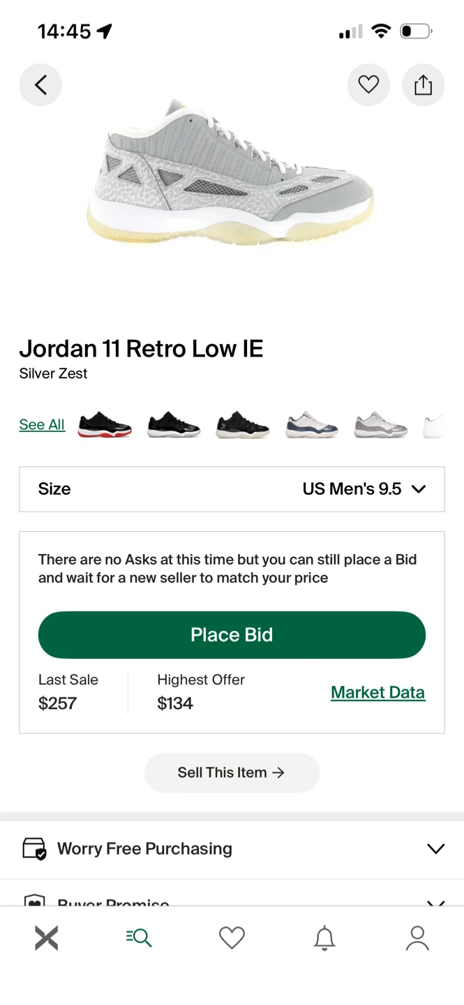 Jordan 11 Retro Low IE "Silver Zest" US Men's 9.5