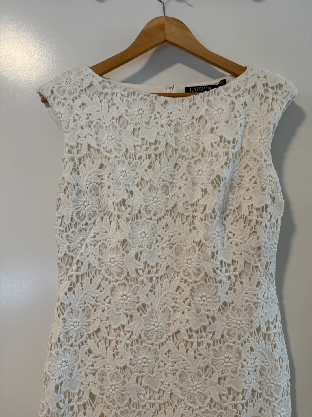 Lauren Ralph Lauren White Floral Lace Dress Size 10 - photo 4