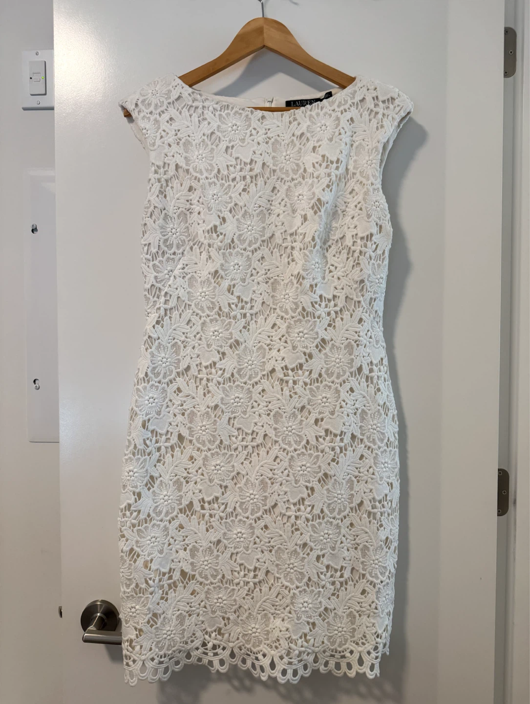 Lauren Ralph Lauren White Floral Lace Dress Size 10