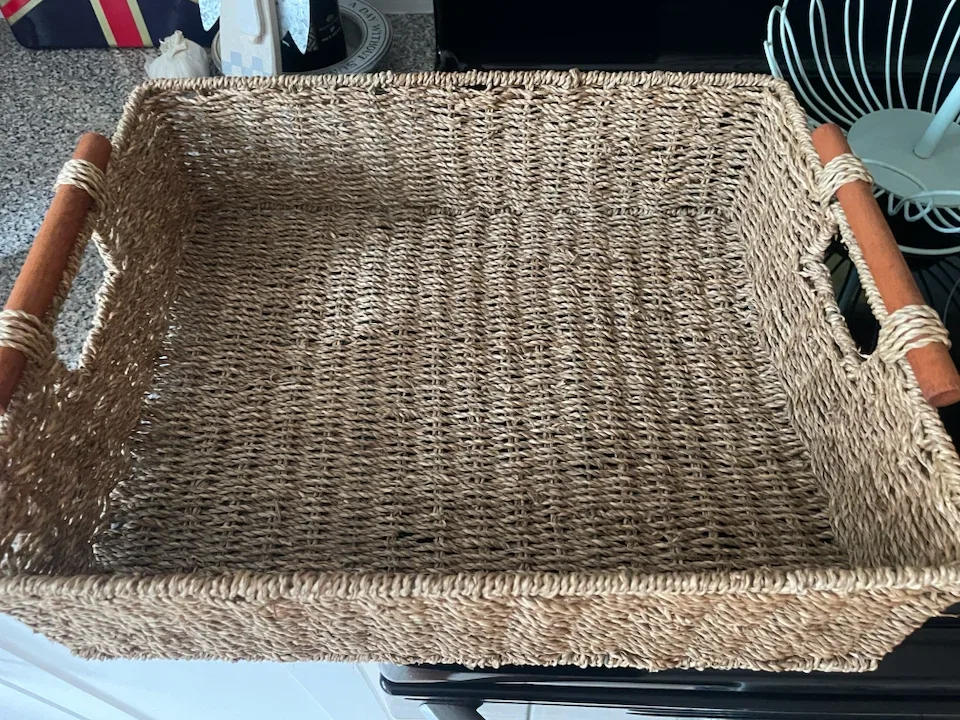 Woven Storage Basket with Wooden Handles