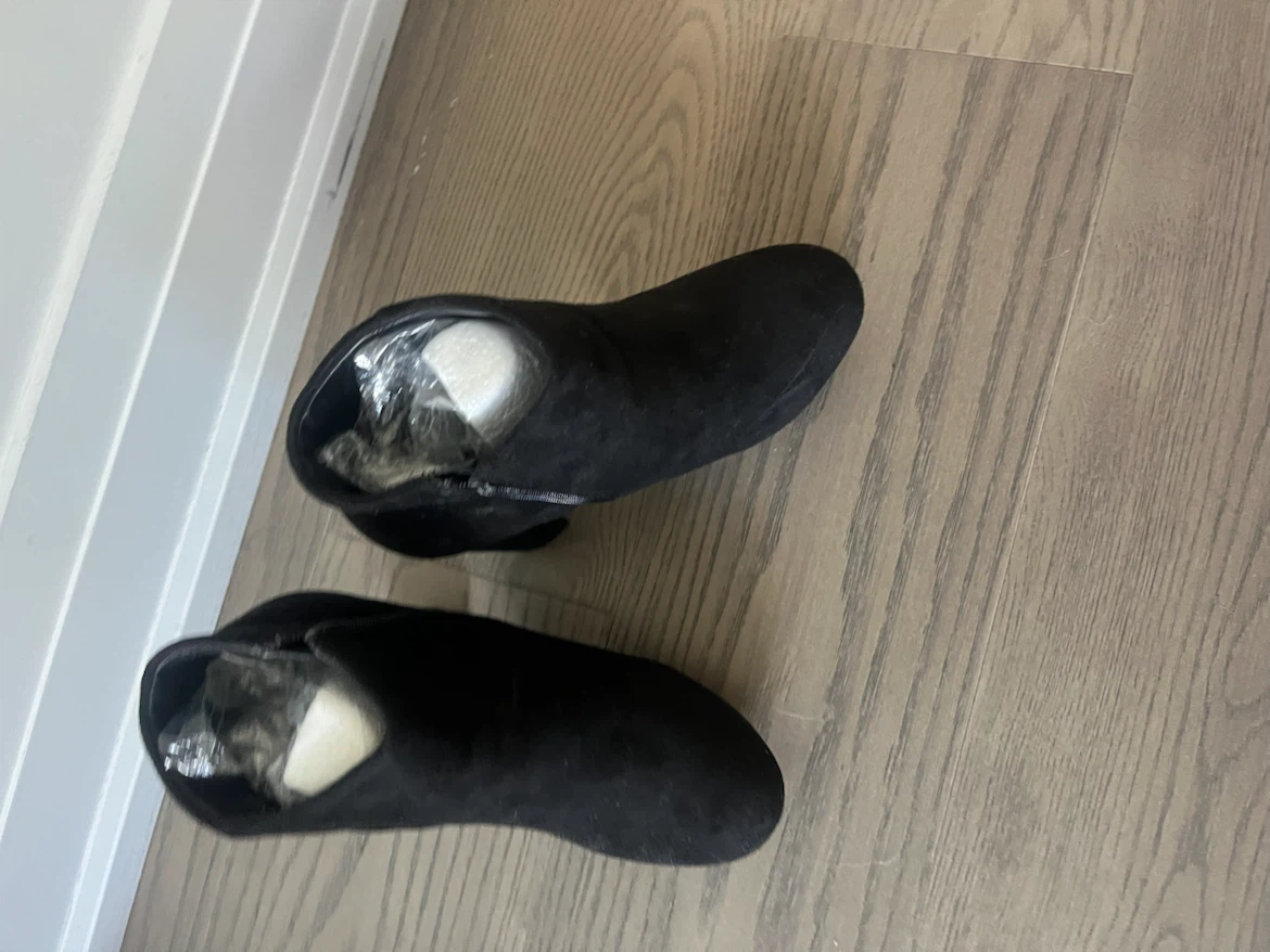 Black Suede Ankle Boots with Block Heels - photo 2