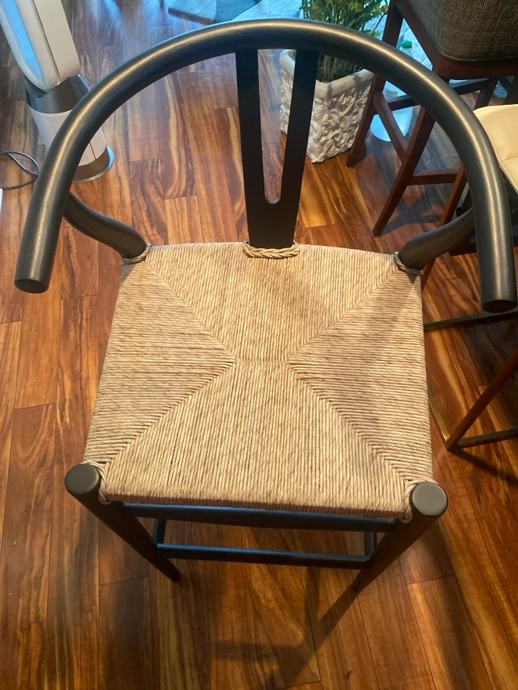 Wishbone Bar Stool with Rush Seat
