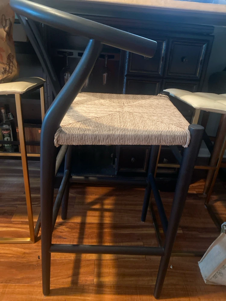 Wishbone Bar Stool with Rush Seat - photo 2