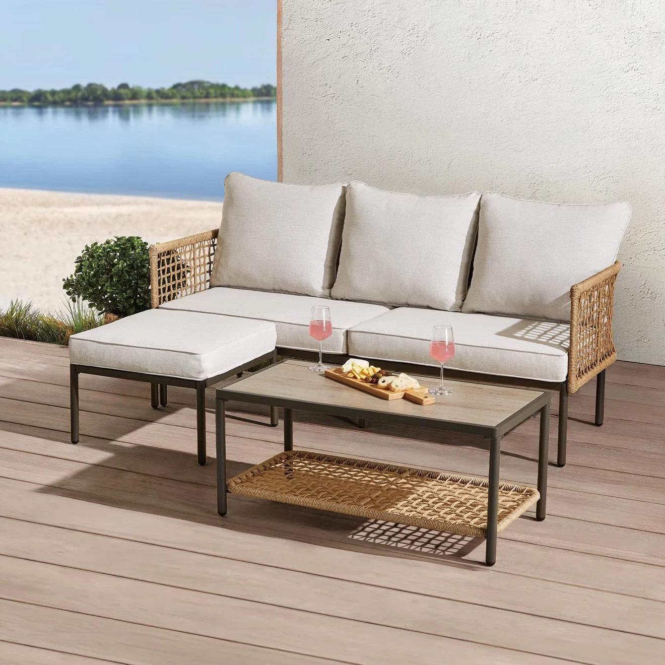 Outdoor Sectional Sofa and Coffee Table Set