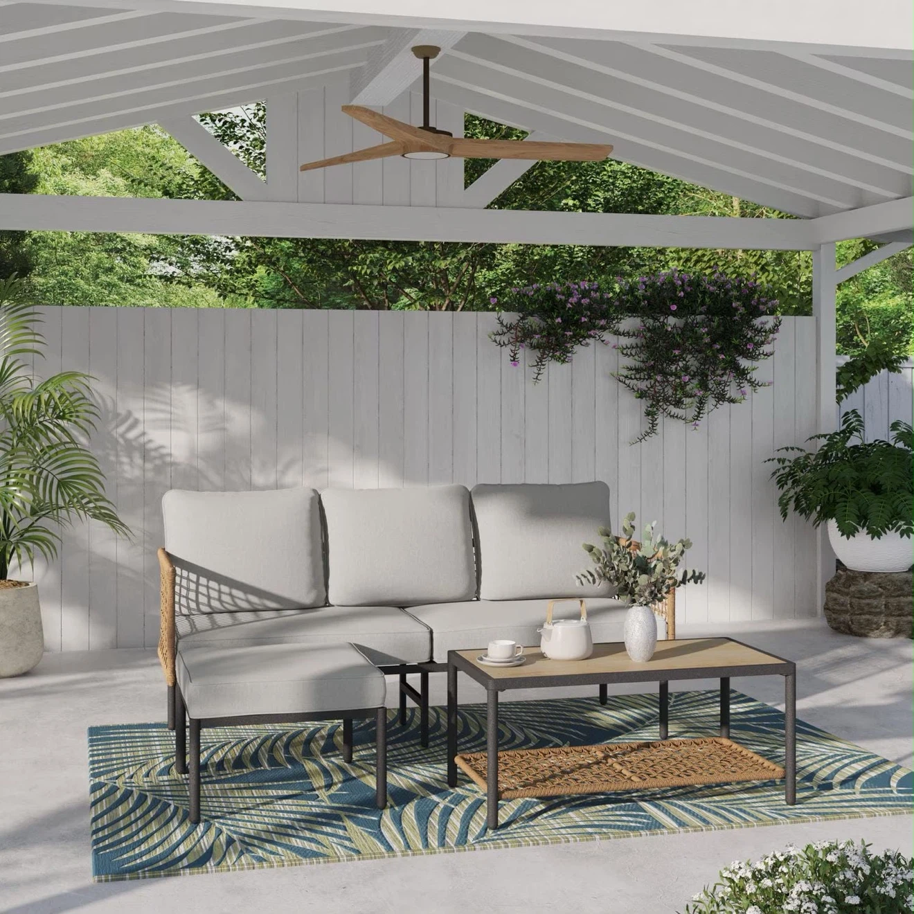 Outdoor Sectional Sofa and Coffee Table Set - photo 4