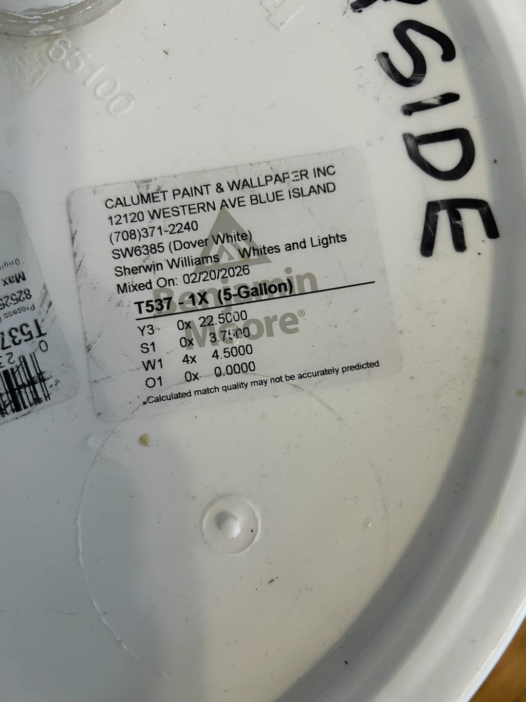 Sherwin Williams Dover White T537-1X Paint (5-Gallon)