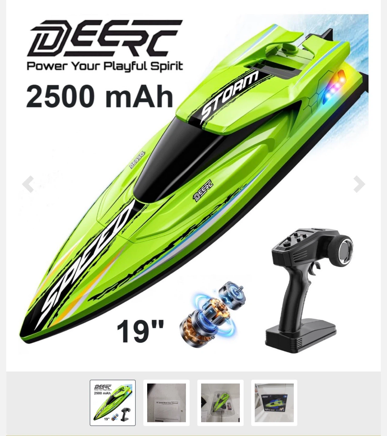 DEERC S7 RC Speed Boat 19" - Green - photo 2