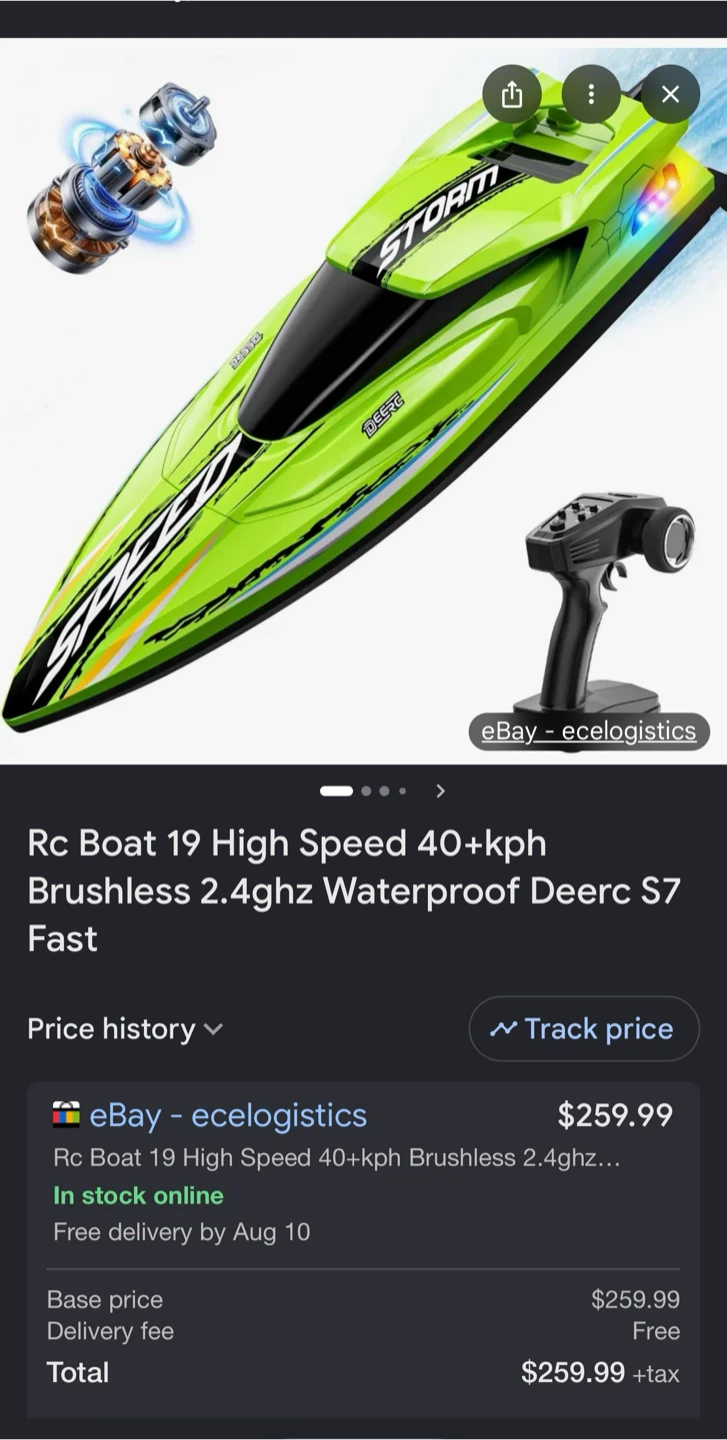 DEERC S7 RC Speed Boat 19" - Green - photo 3