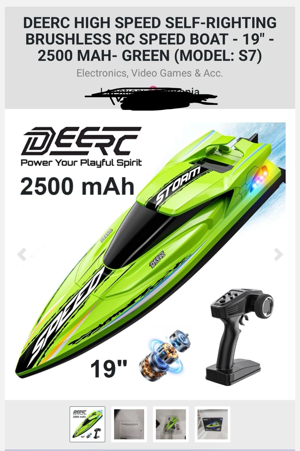 DEERC S7 RC Speed Boat 19" - Green - photo 4