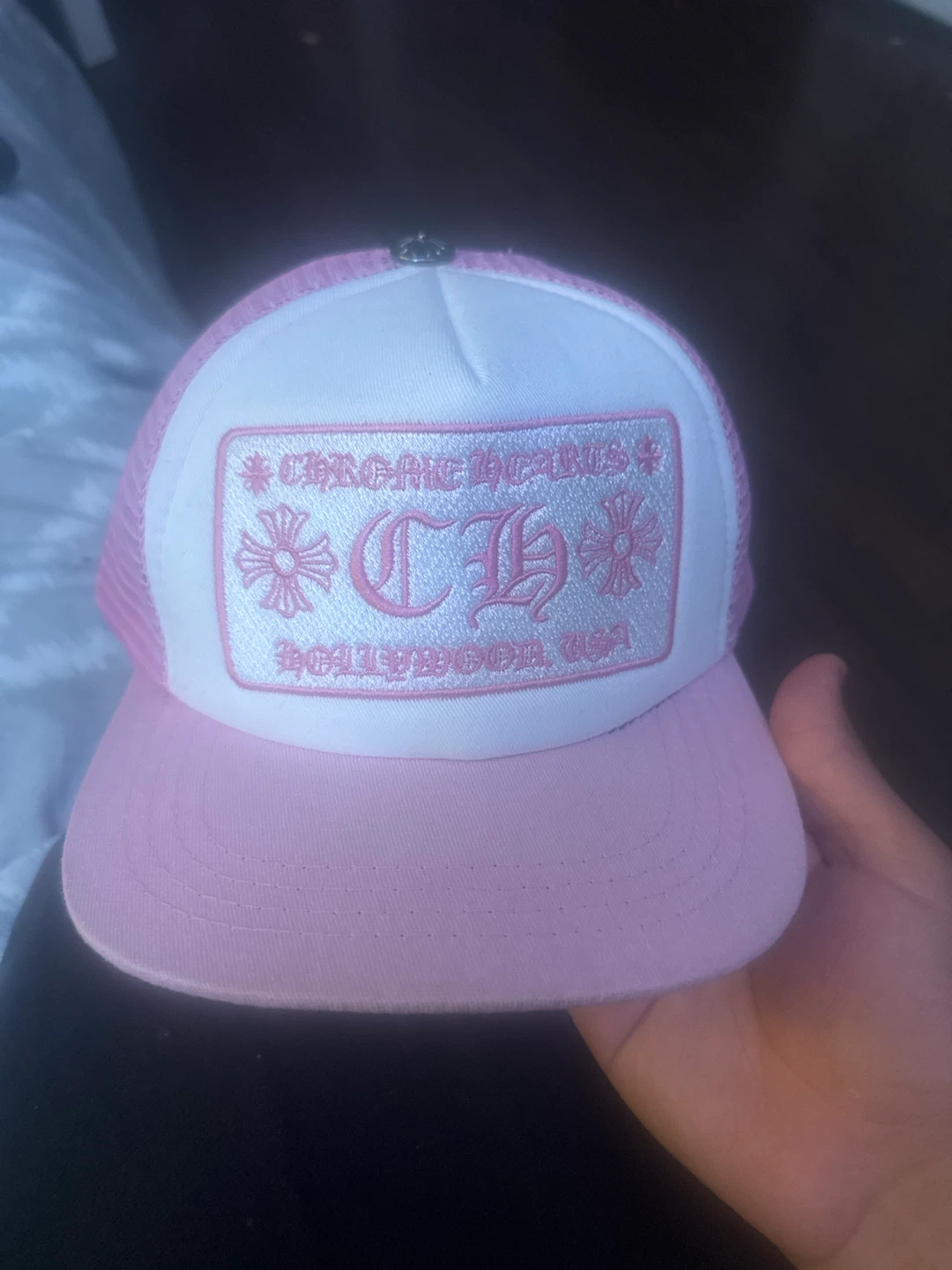 Chrome Hearts Pink White Trucker Hat