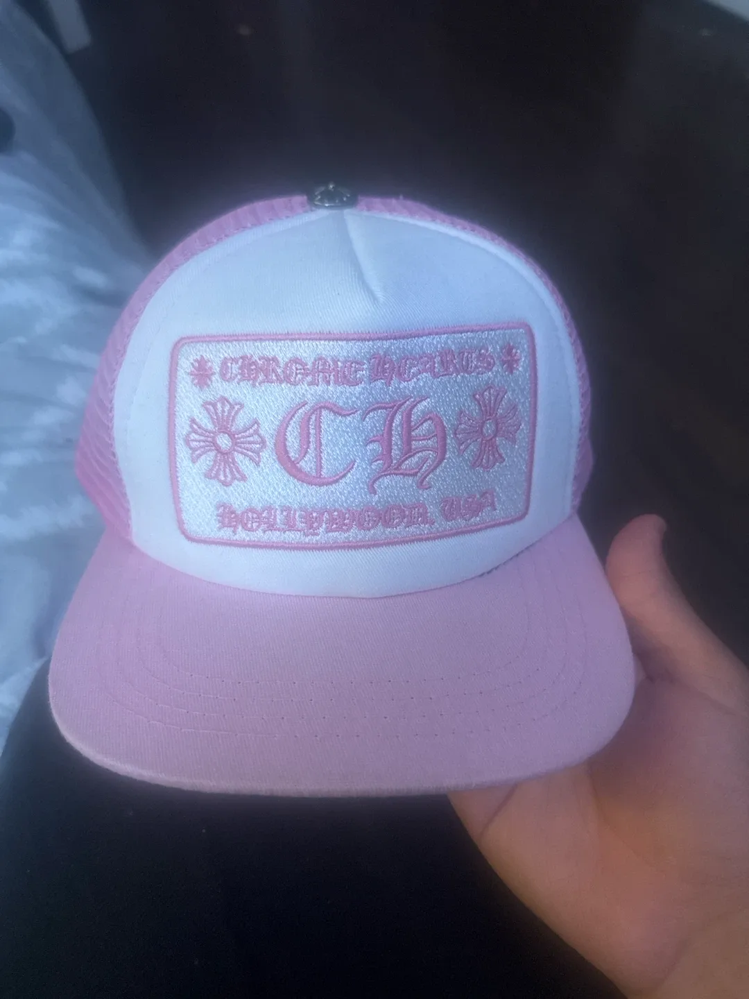 Chrome Hearts Pink White Trucker Hat