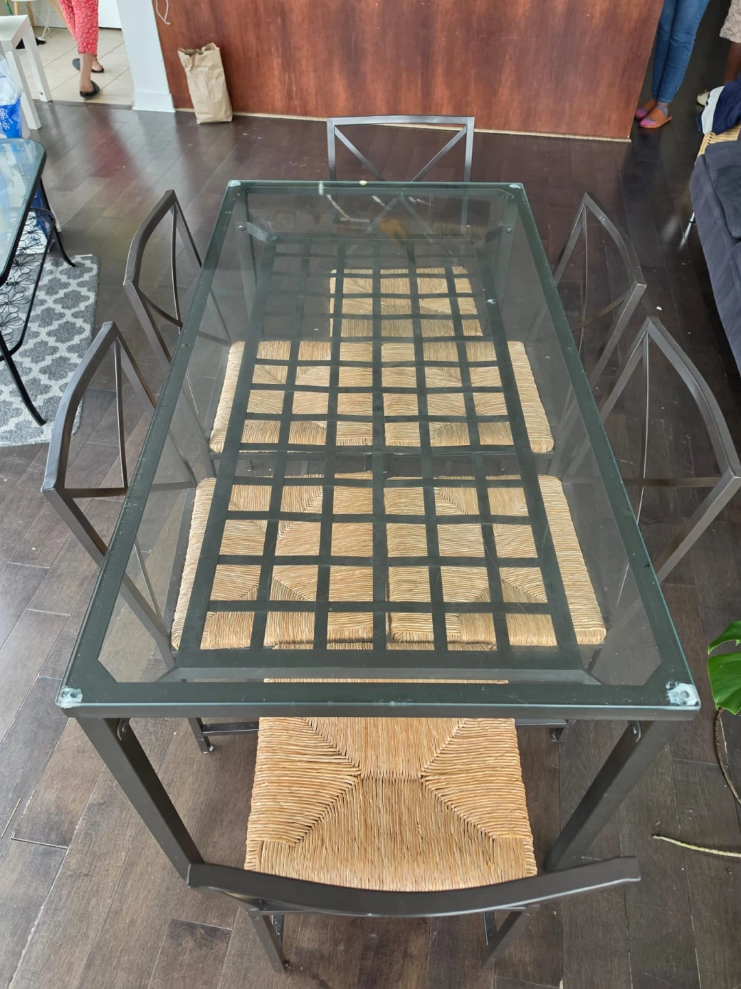 Glass Top Dining Table with 4 Chairs
