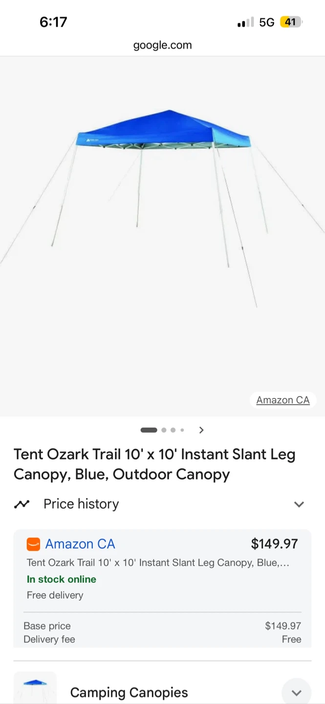 Ozark Trail 10' x 10' Instant Canopy Tent