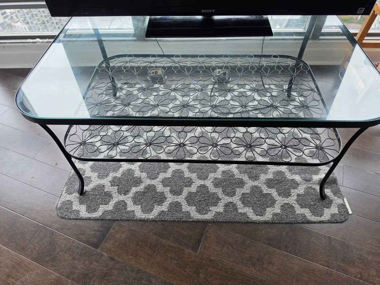 Glass Top Coffee Table with Metal Frame