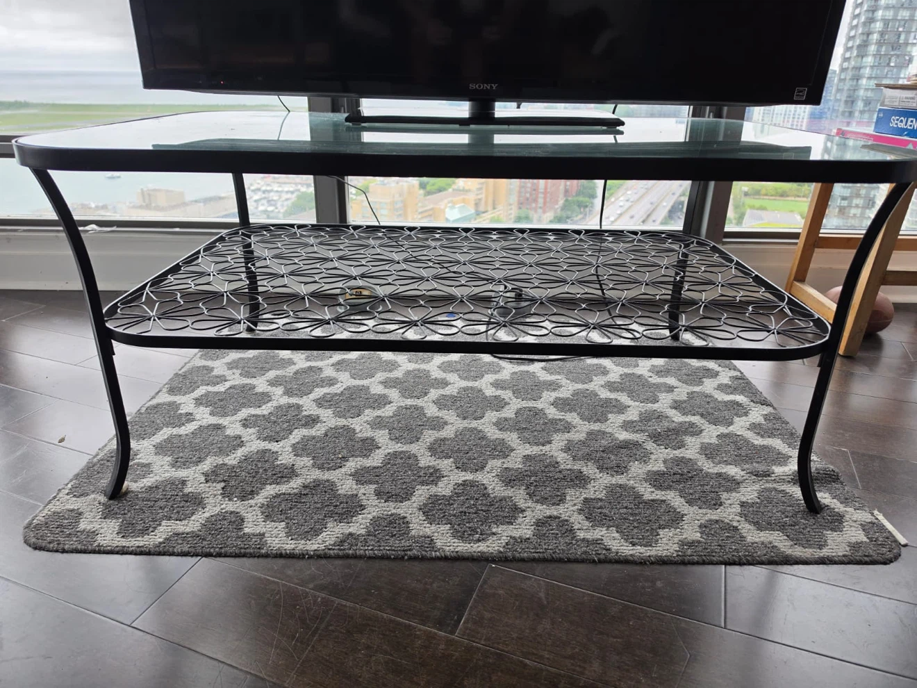 Glass Top Coffee Table with Metal Frame - photo 2