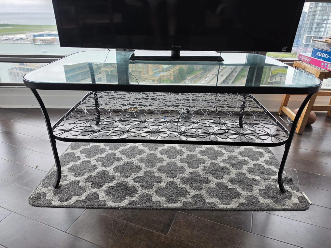 Glass Top Coffee Table with Metal Frame - photo 3