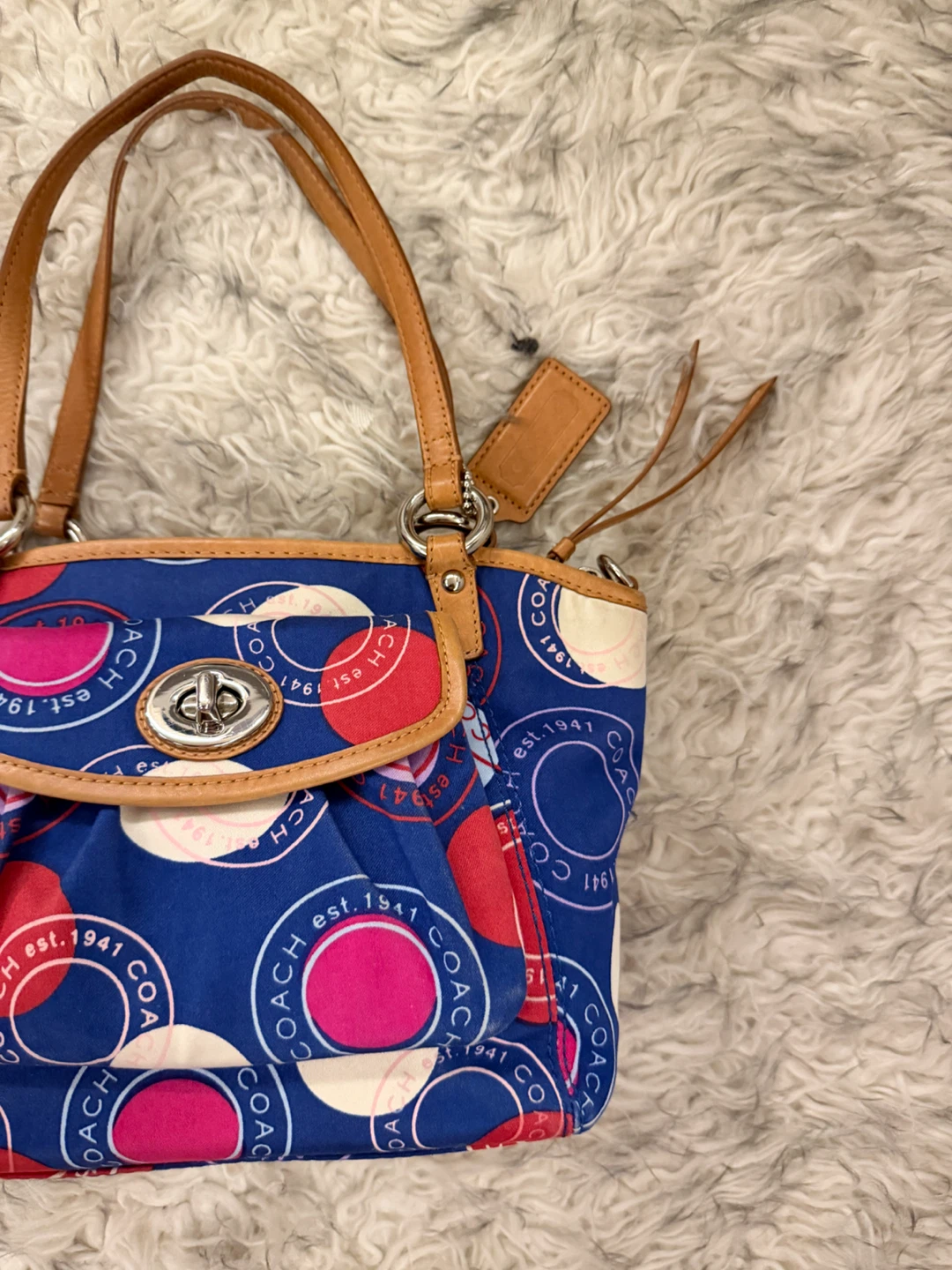 Coach ‘Leah’ Signature Op Art Satin Bag - Blue / Red - photo 2