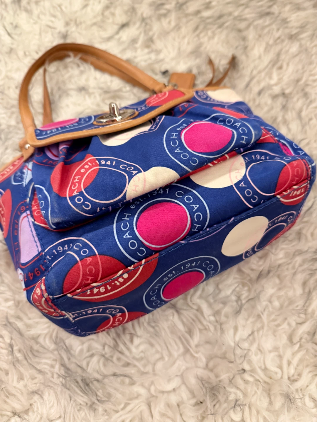 Coach ‘Leah’ Signature Op Art Satin Bag - Blue / Red - photo 3