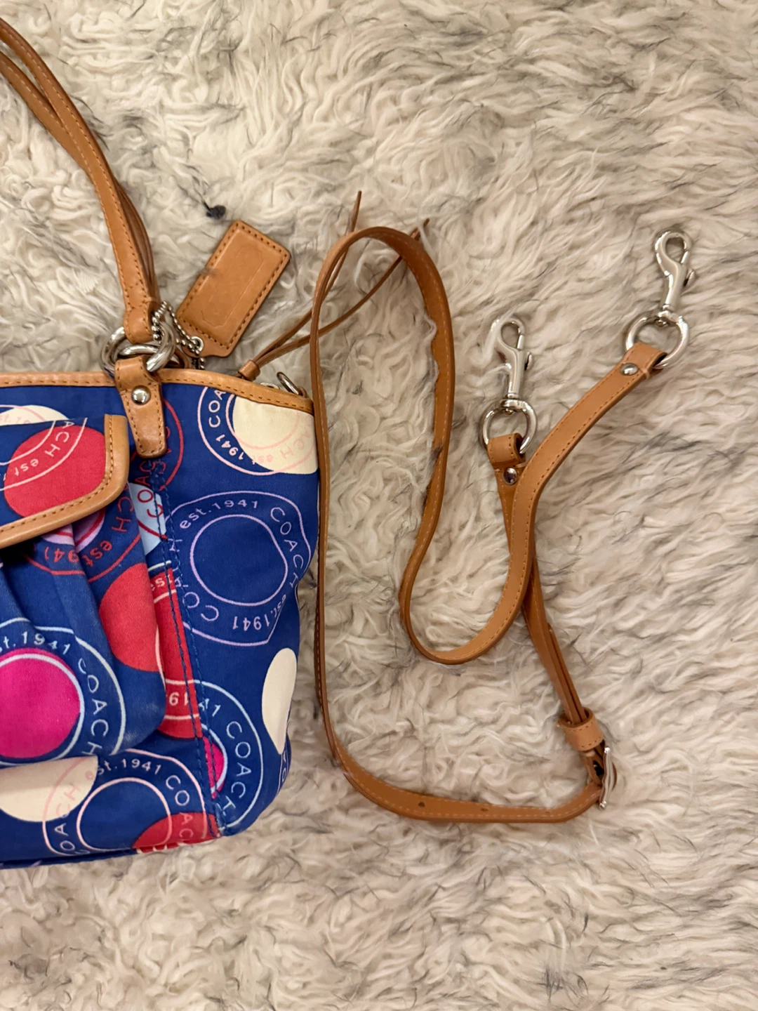 Coach ‘Leah’ Signature Op Art Satin Bag - Blue / Red - photo 4