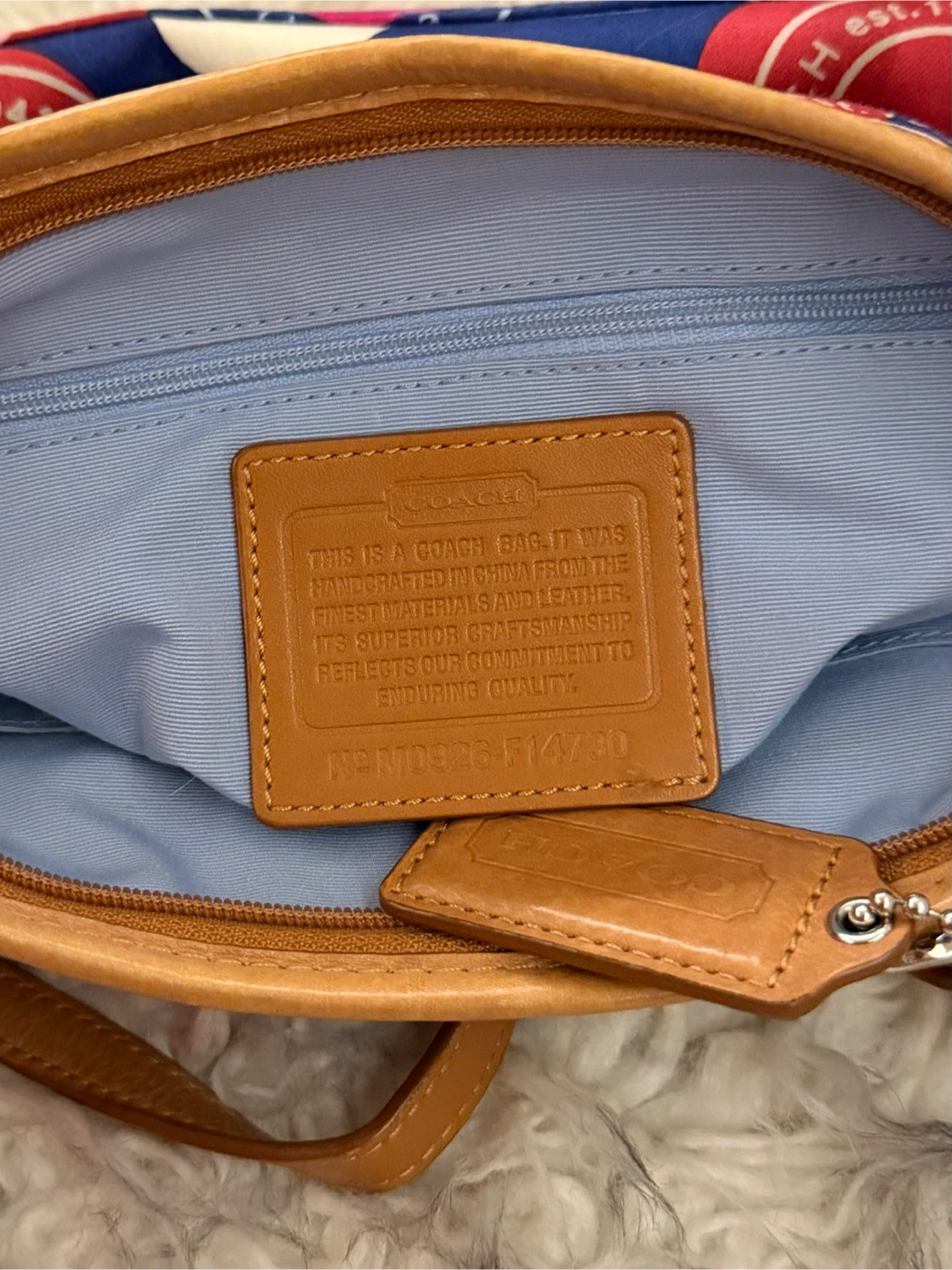 Coach ‘Leah’ Signature Op Art Satin Bag - Blue / Red - photo 5