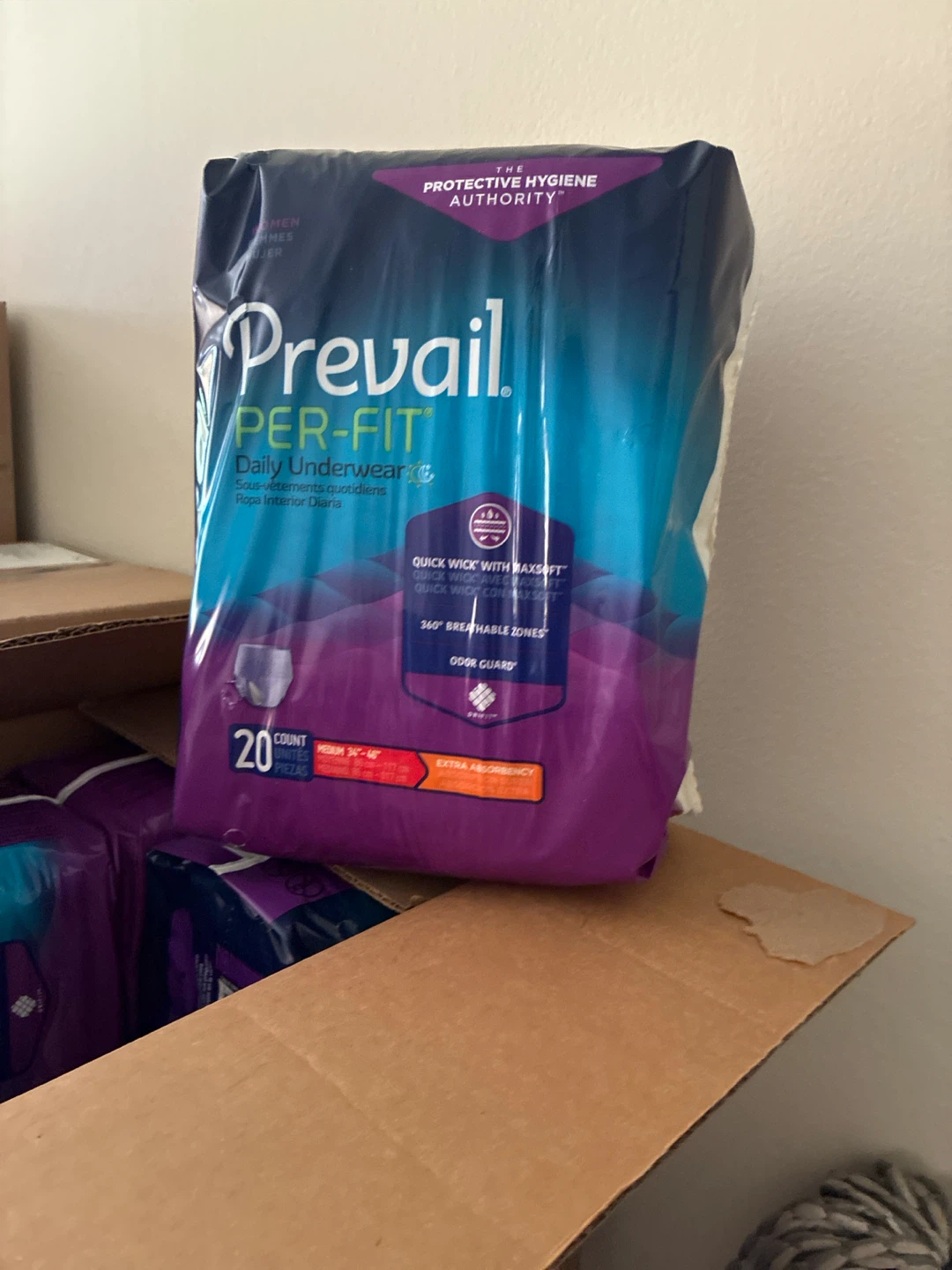 20 a box 5 each Prevail Size Large - 20 Count