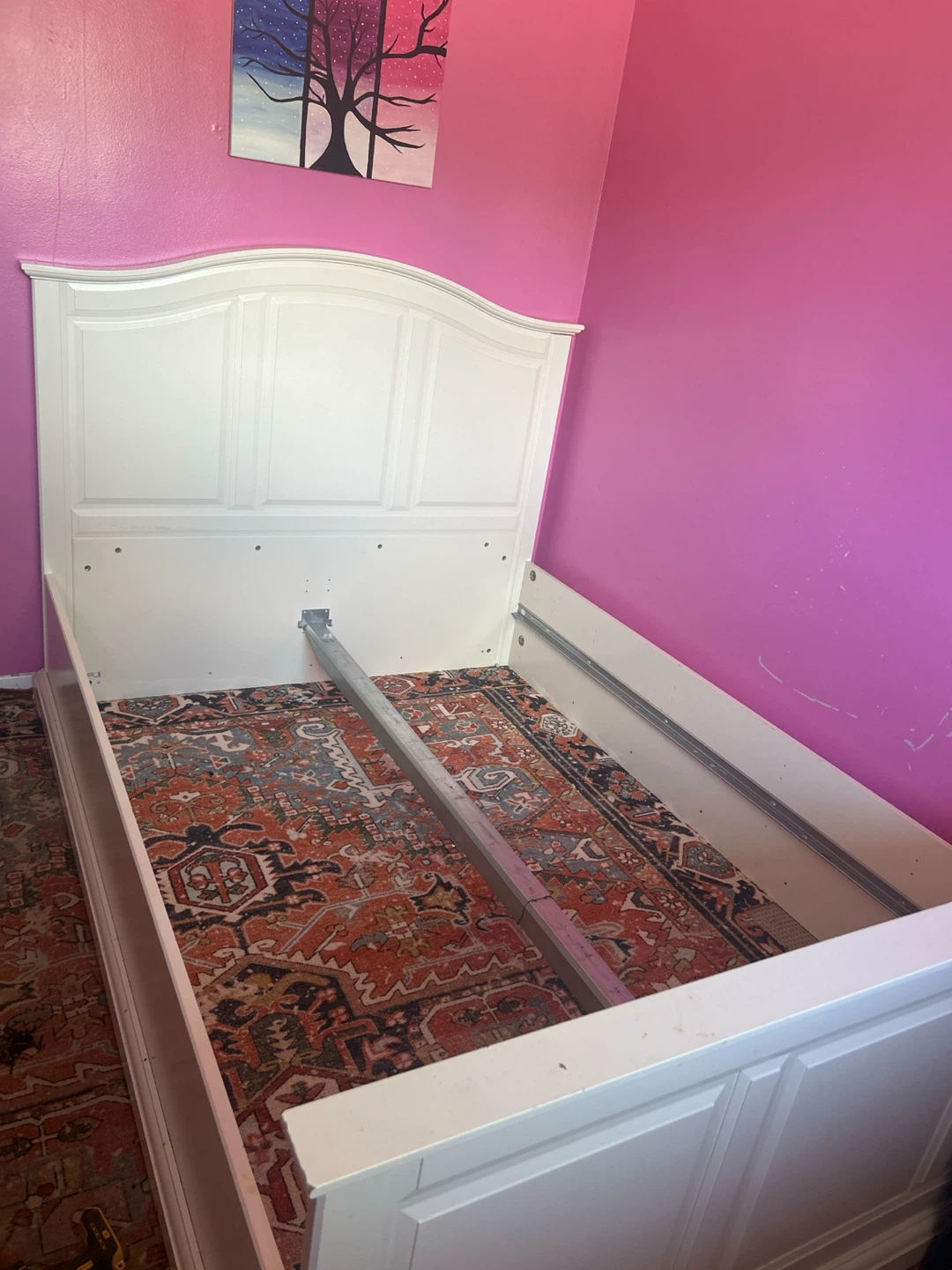 White double Bed Frame with Headboard
