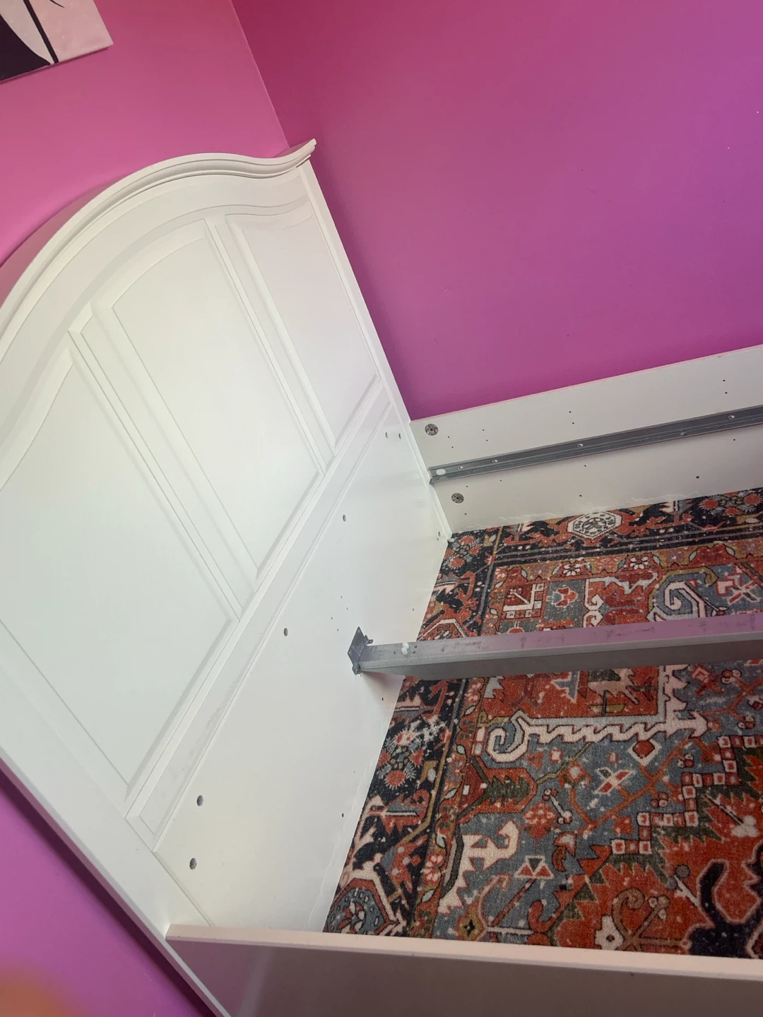 White double Bed Frame with Headboard - photo 2