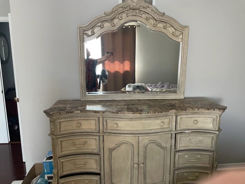 Vintage Style Bedroom Set - Dresser & Bed Frame