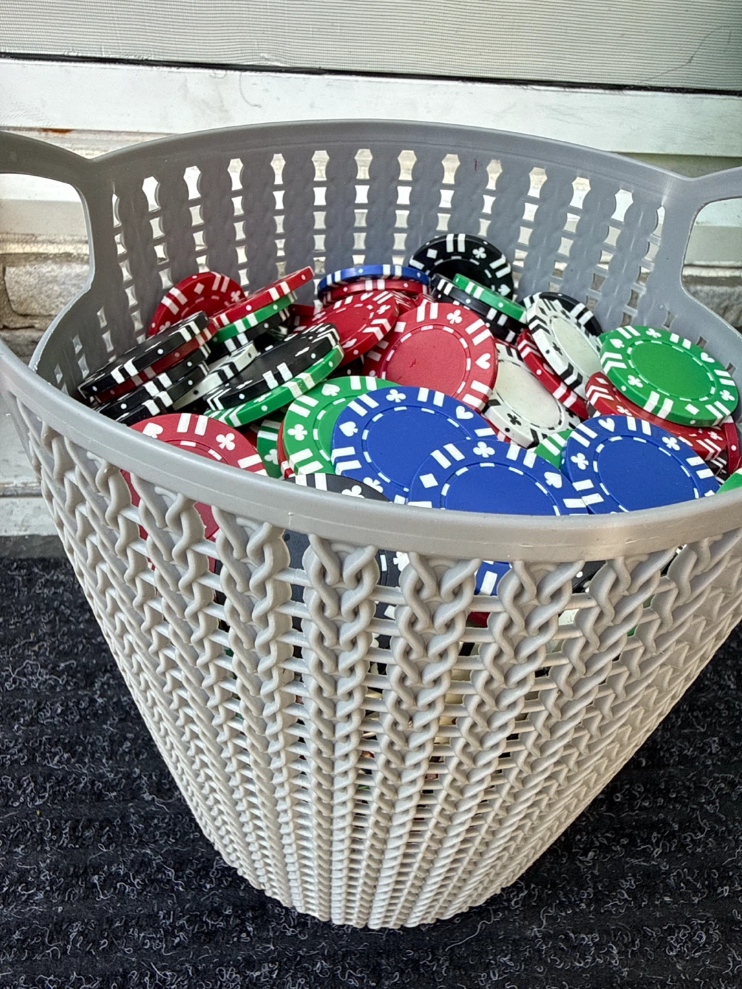 Big bucket of Assorted Poker Chips in Basket - photo 2