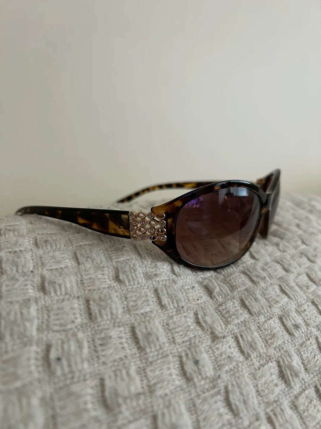 Tortoiseshell Cat-Eye Sunglasses with Rhinestone Detail - photo 2