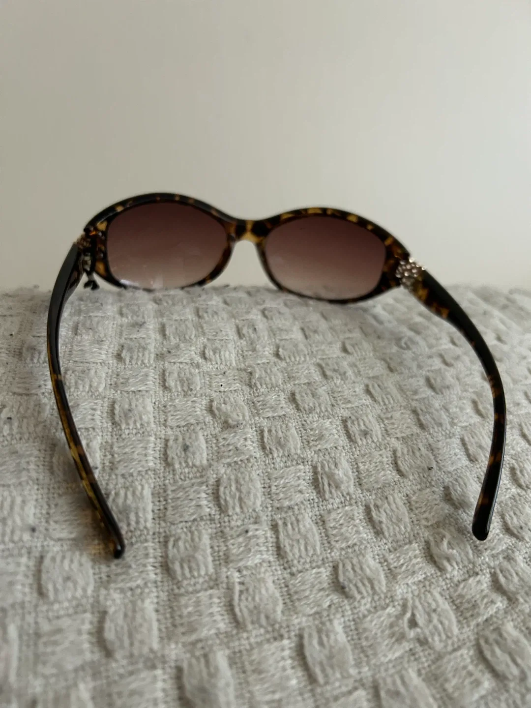 Tortoiseshell Cat-Eye Sunglasses with Rhinestone Detail - photo 3
