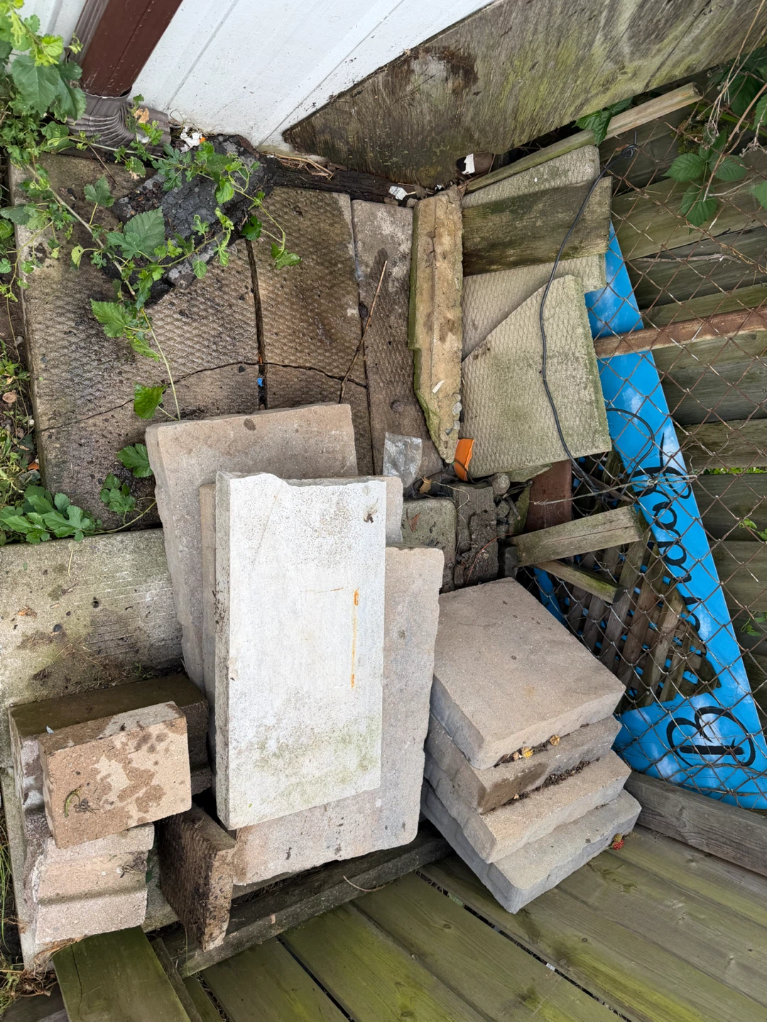 Concrete slabs and bricks