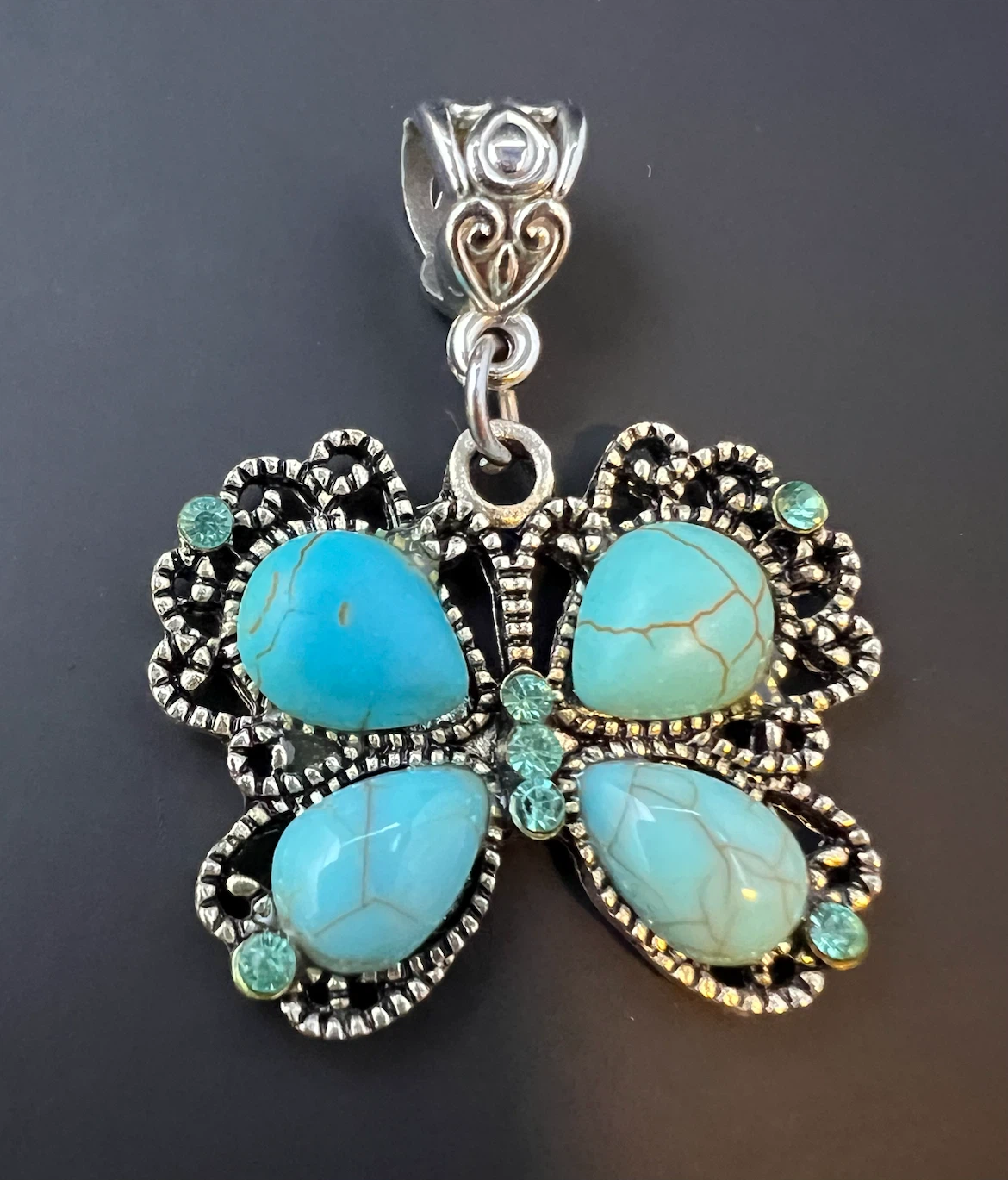 Vintage Style Turquoise Butterfly Pendant
