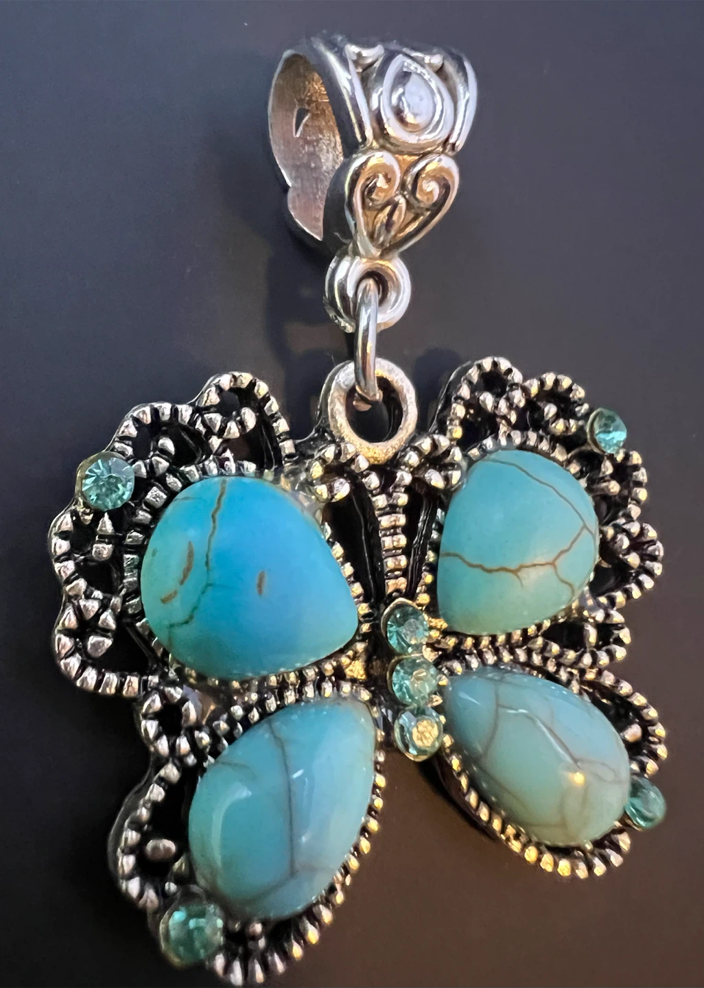 Vintage Style Turquoise Butterfly Pendant - photo 2