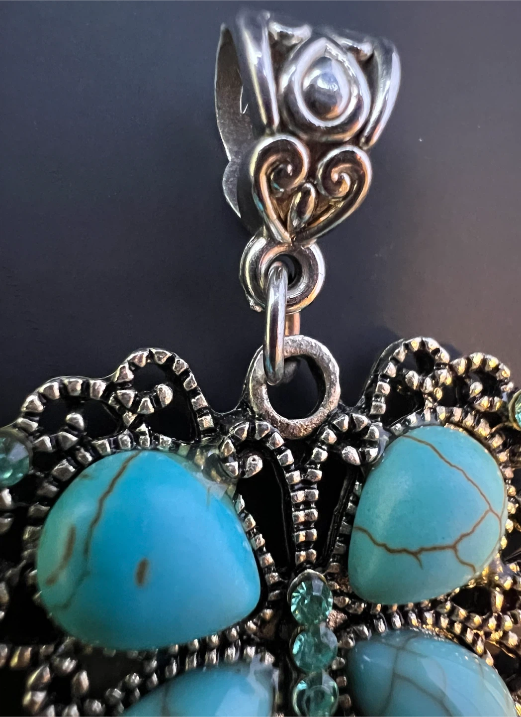 Vintage Style Turquoise Butterfly Pendant - photo 3