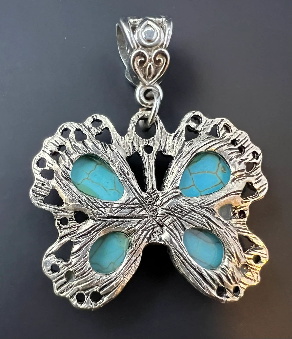 Vintage Style Turquoise Butterfly Pendant - photo 4