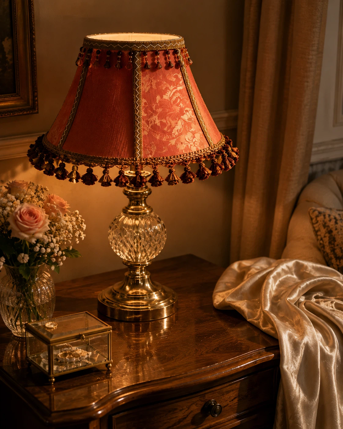 Vintage Style Lampshade with Tassel Trim