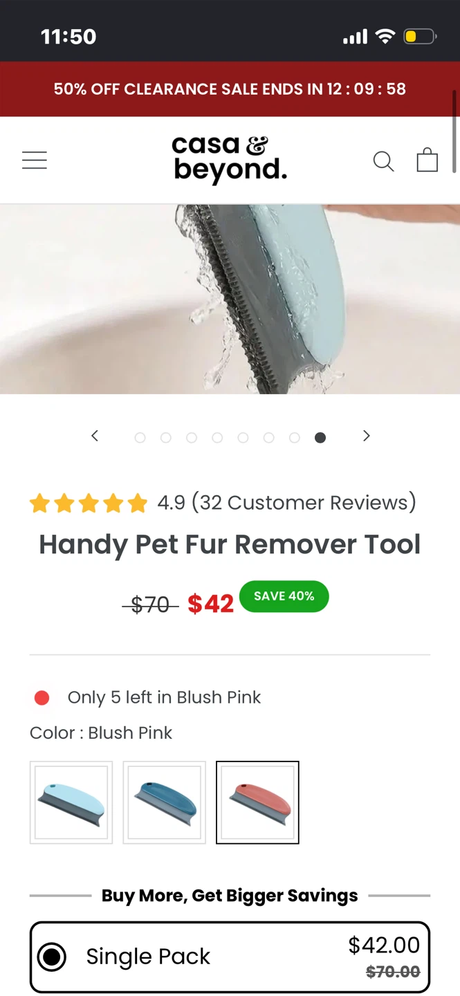 Casa & Beyond Handy Pet Fur Remover Tool