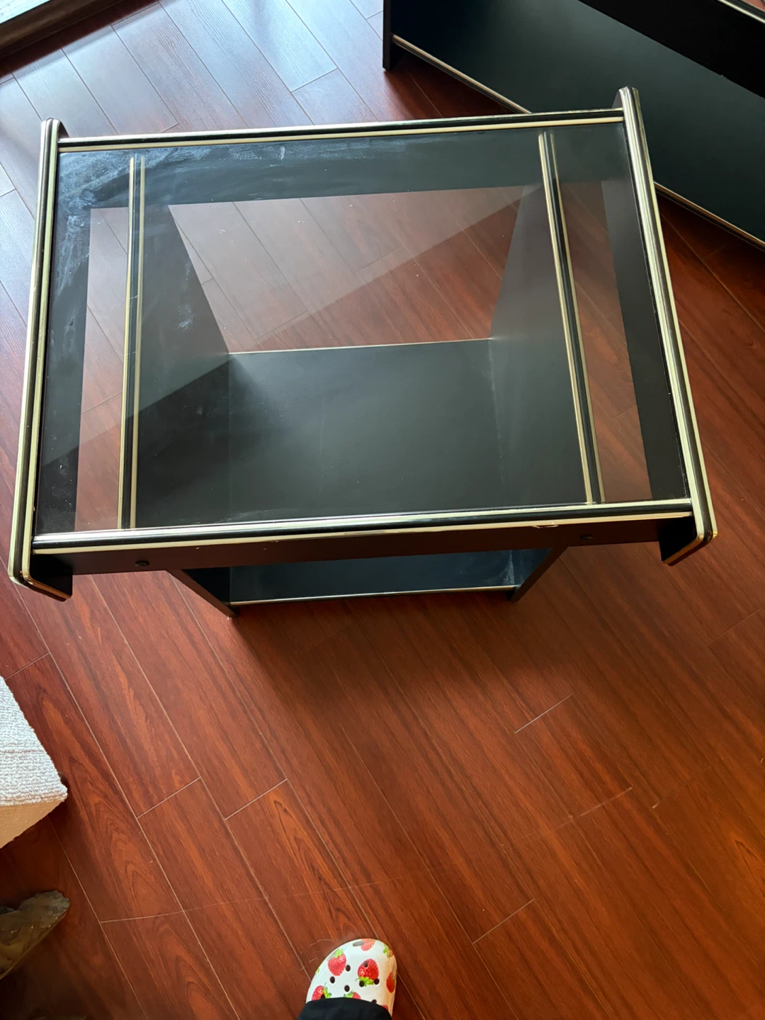 2 Vintage Glass and Brass Side Tables - photo 2
