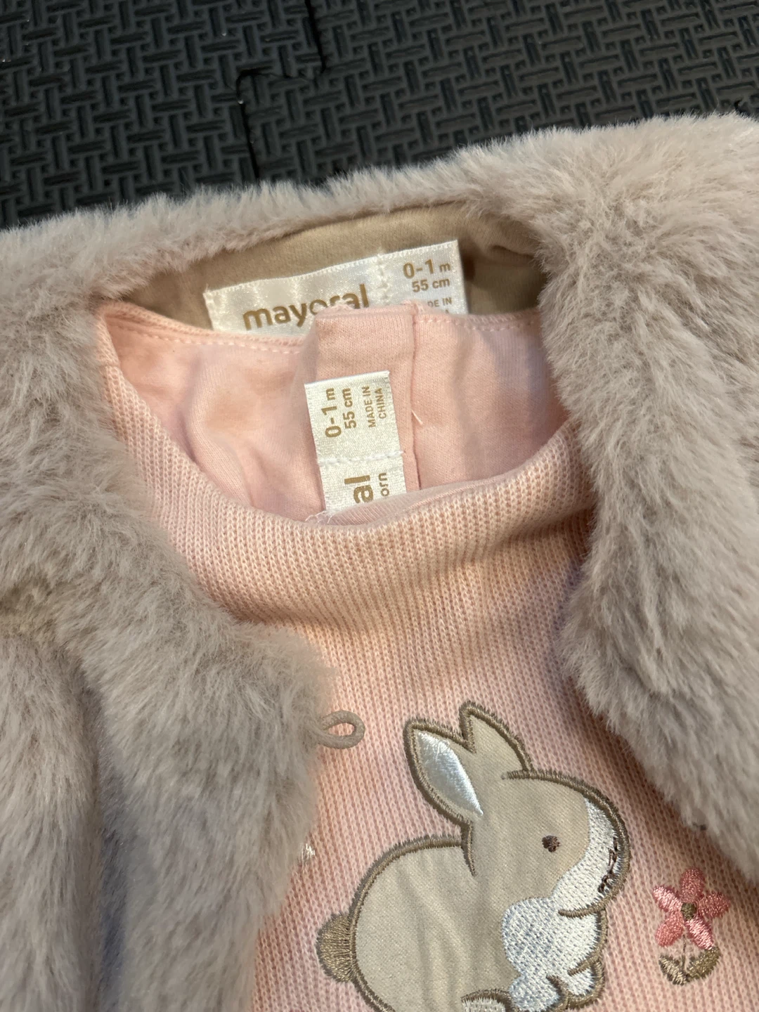 Mayoral Baby Girl Pink Bunny Sweater Dress with Vest, Headband - photo 2